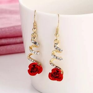 Red Rose Drop Earrings